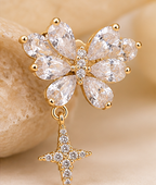 14K Gold Plated Butterfly & Star Drop Earrings – Cubic Zirconia