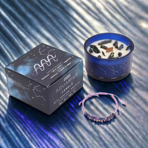 Aquarius zodiac crystal candle gift