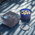 Gemini zodiac crystal candle gift with gemstone bracelet