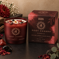 Ancient Wisdom Root Chakra crystal candle in Fortis styled product scene