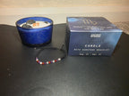 Virgo zodiac candle with gemstone bracelet and Ancient Wisdom gift box