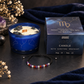 Ancient Wisdom Virgo zodiac candle with gemstone bracelet gift set